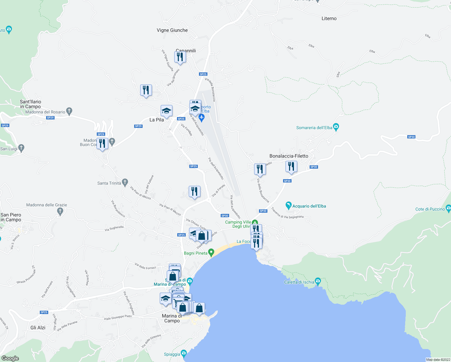 map of restaurants, bars, coffee shops, grocery stores, and more near 1011 Via dell'Acquedotto in Provincia di Livorno