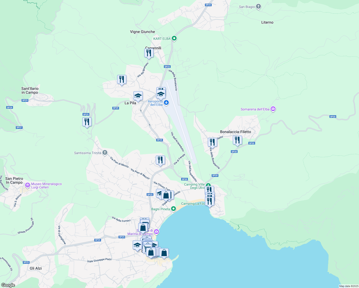 map of restaurants, bars, coffee shops, grocery stores, and more near 1011 Via dell'Acquedotto in Provincia di Livorno