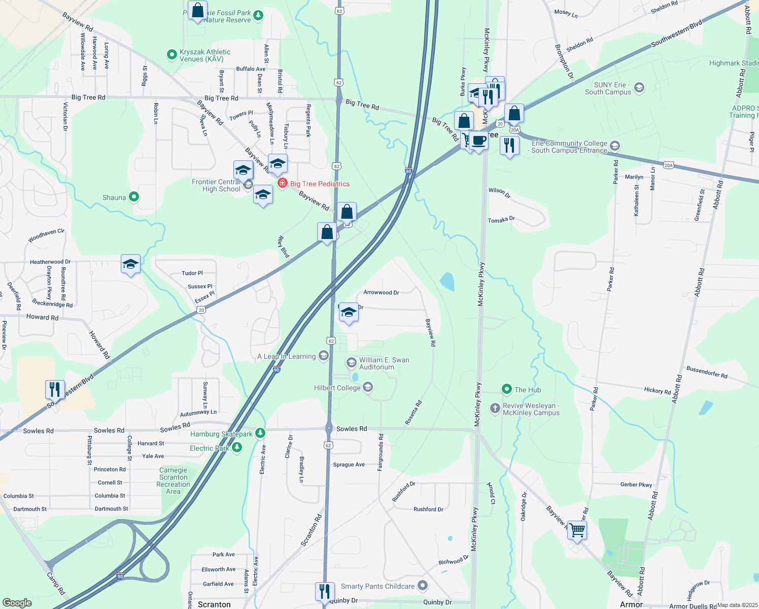 map of restaurants, bars, coffee shops, grocery stores, and more near 4294 Beetow Dr in Hamburg