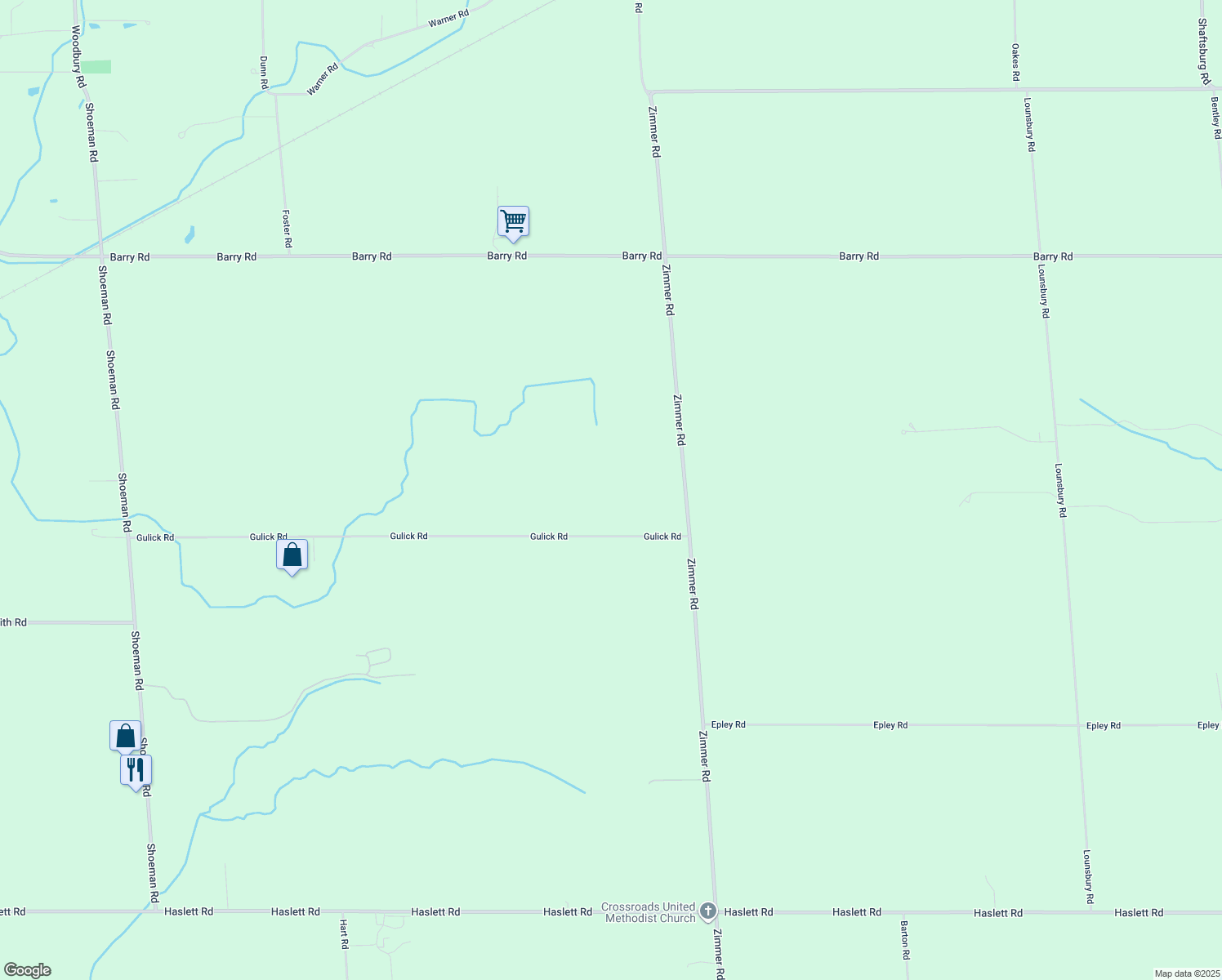 map of restaurants, bars, coffee shops, grocery stores, and more near 1141 Gulick Road in Ingham County