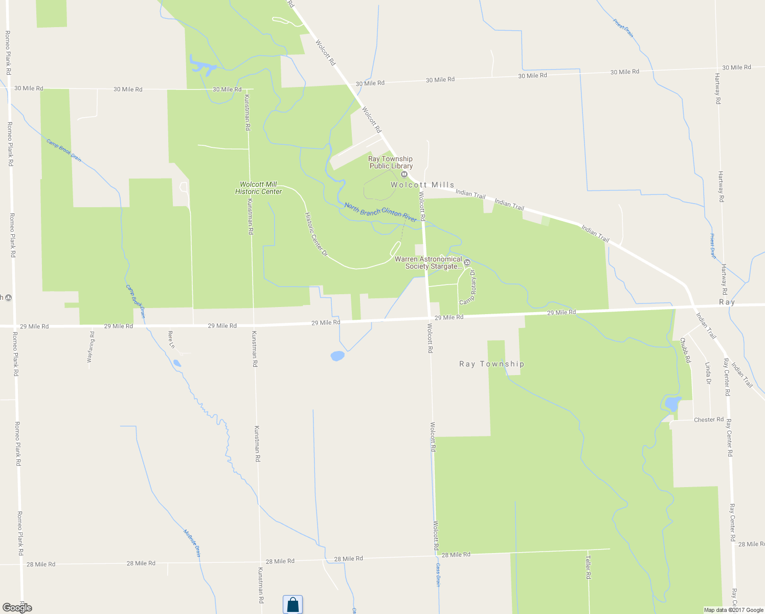 map of restaurants, bars, coffee shops, grocery stores, and more near 19801 29 Mile Road in Ray