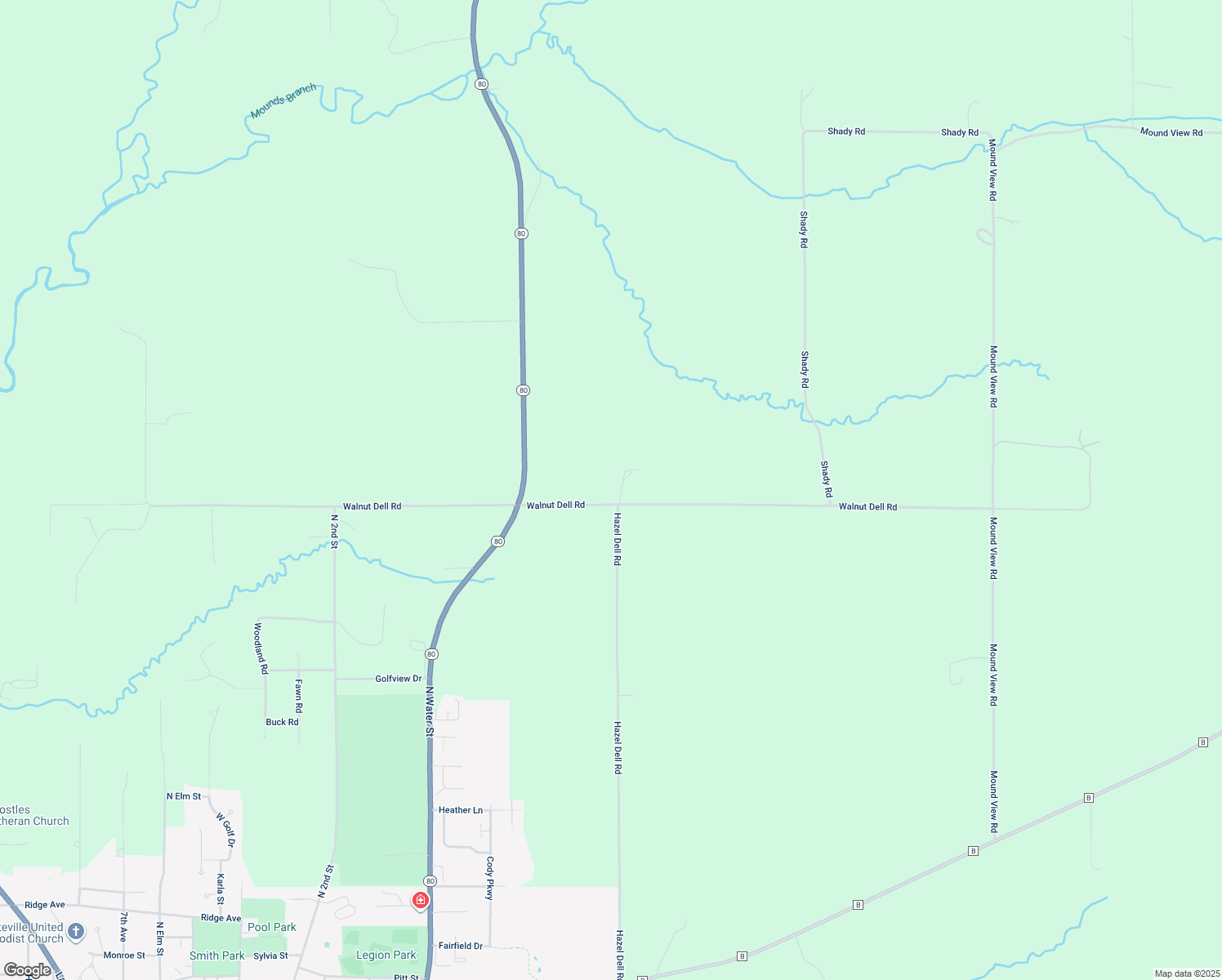 map of restaurants, bars, coffee shops, grocery stores, and more near 706 Walnut Dell Road in Platteville