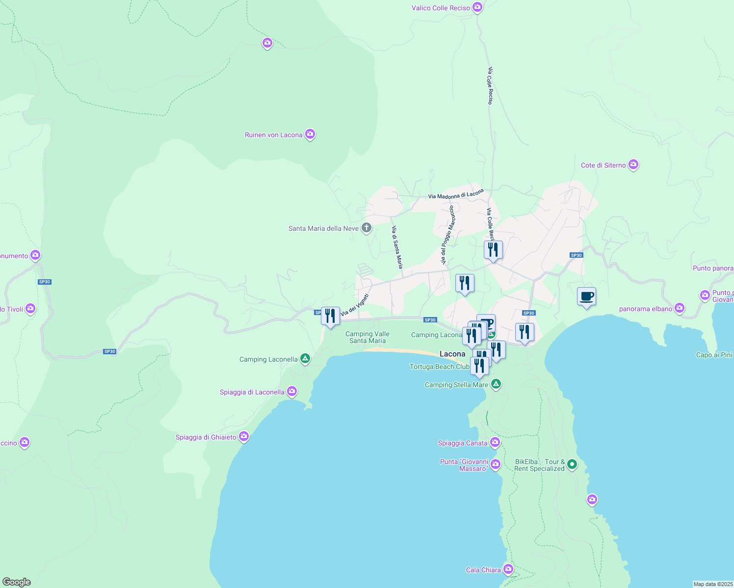 map of restaurants, bars, coffee shops, grocery stores, and more near 977 Via dei Vigneti in Lacona