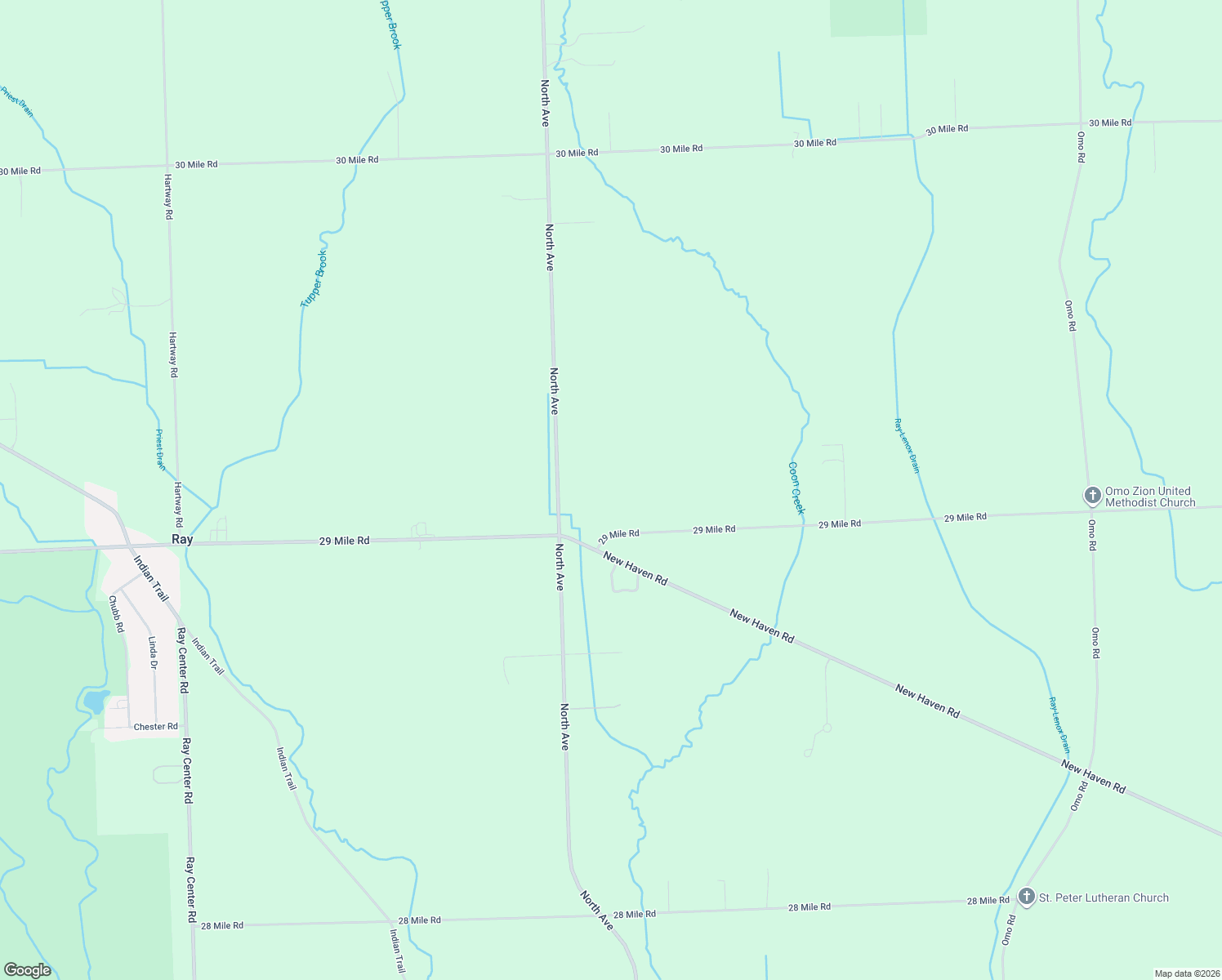 map of restaurants, bars, coffee shops, grocery stores, and more near 23223 29 Mile Road in Ray