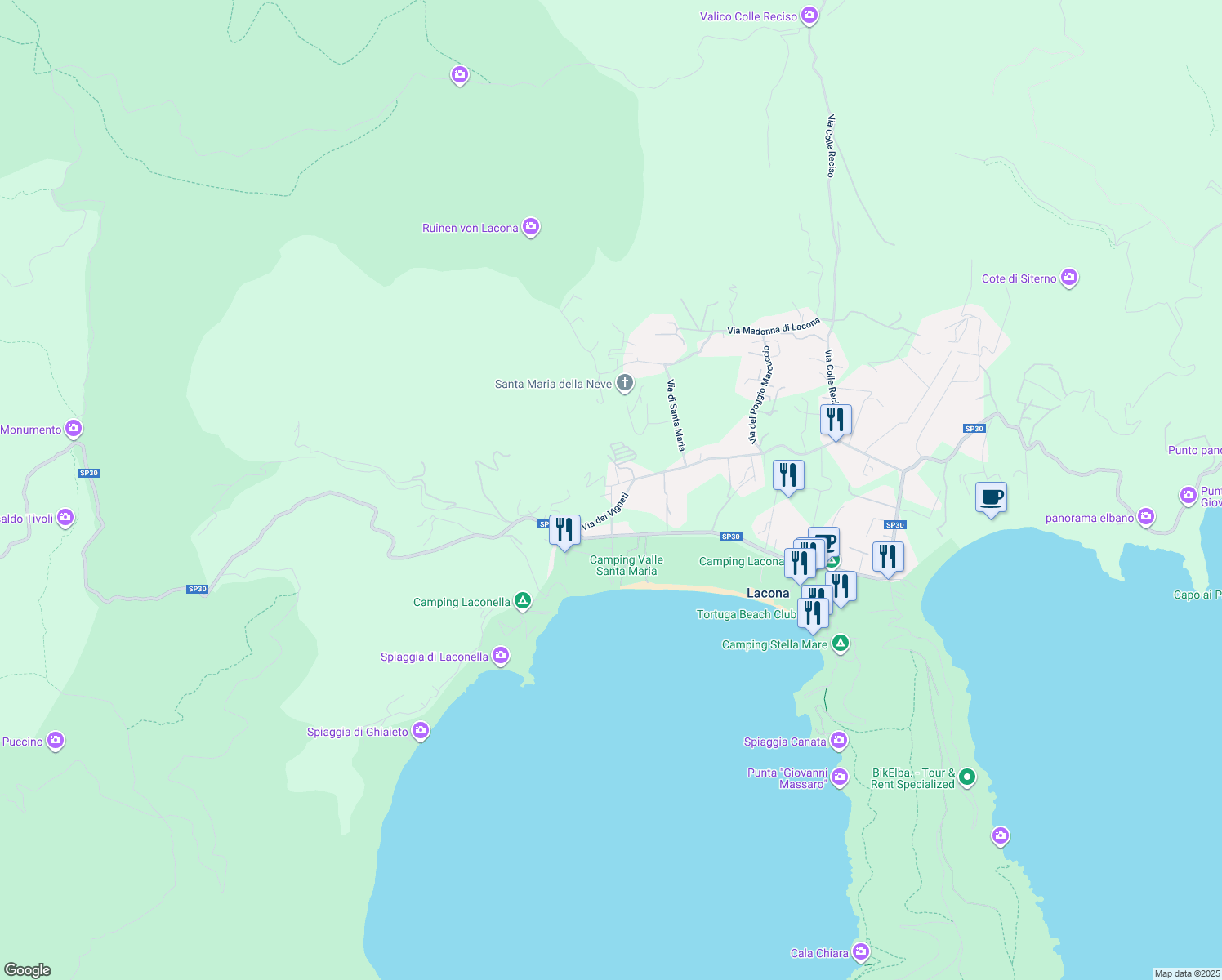 map of restaurants, bars, coffee shops, grocery stores, and more near 977 Via dei Vigneti in Lacona