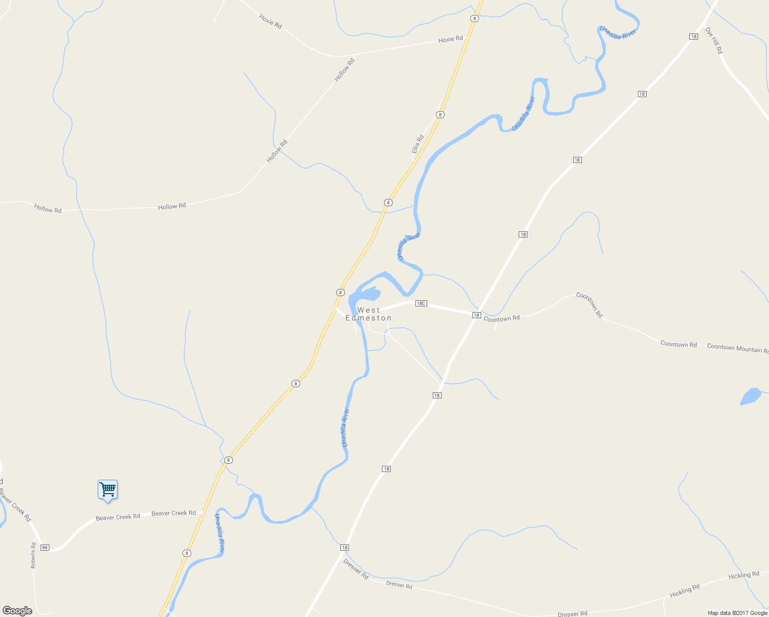 map of restaurants, bars, coffee shops, grocery stores, and more near 22 W Edmeston Rd in West Edmeston