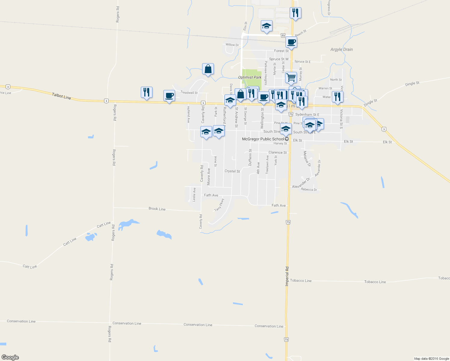 map of restaurants, bars, coffee shops, grocery stores, and more near 173 Rutherford Avenue in Aylmer