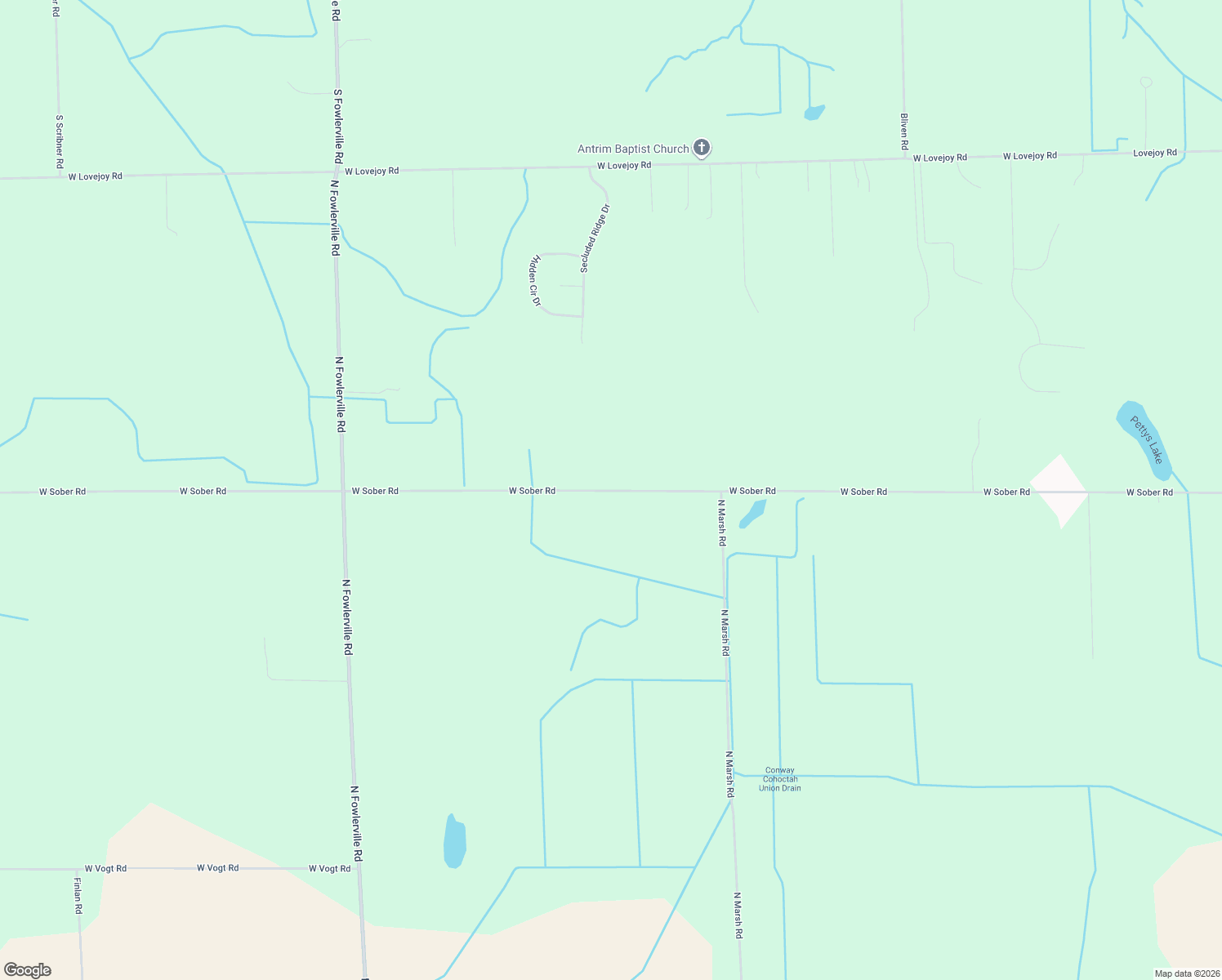 map of restaurants, bars, coffee shops, grocery stores, and more near 7792 West Sober Road in Fowlerville