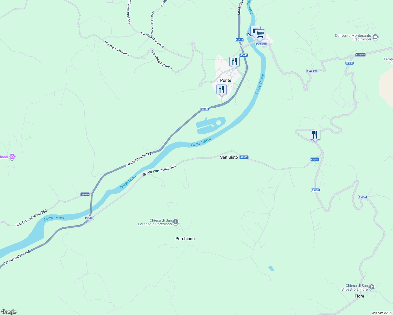 map of restaurants, bars, coffee shops, grocery stores, and more near in Provincia di Perugia