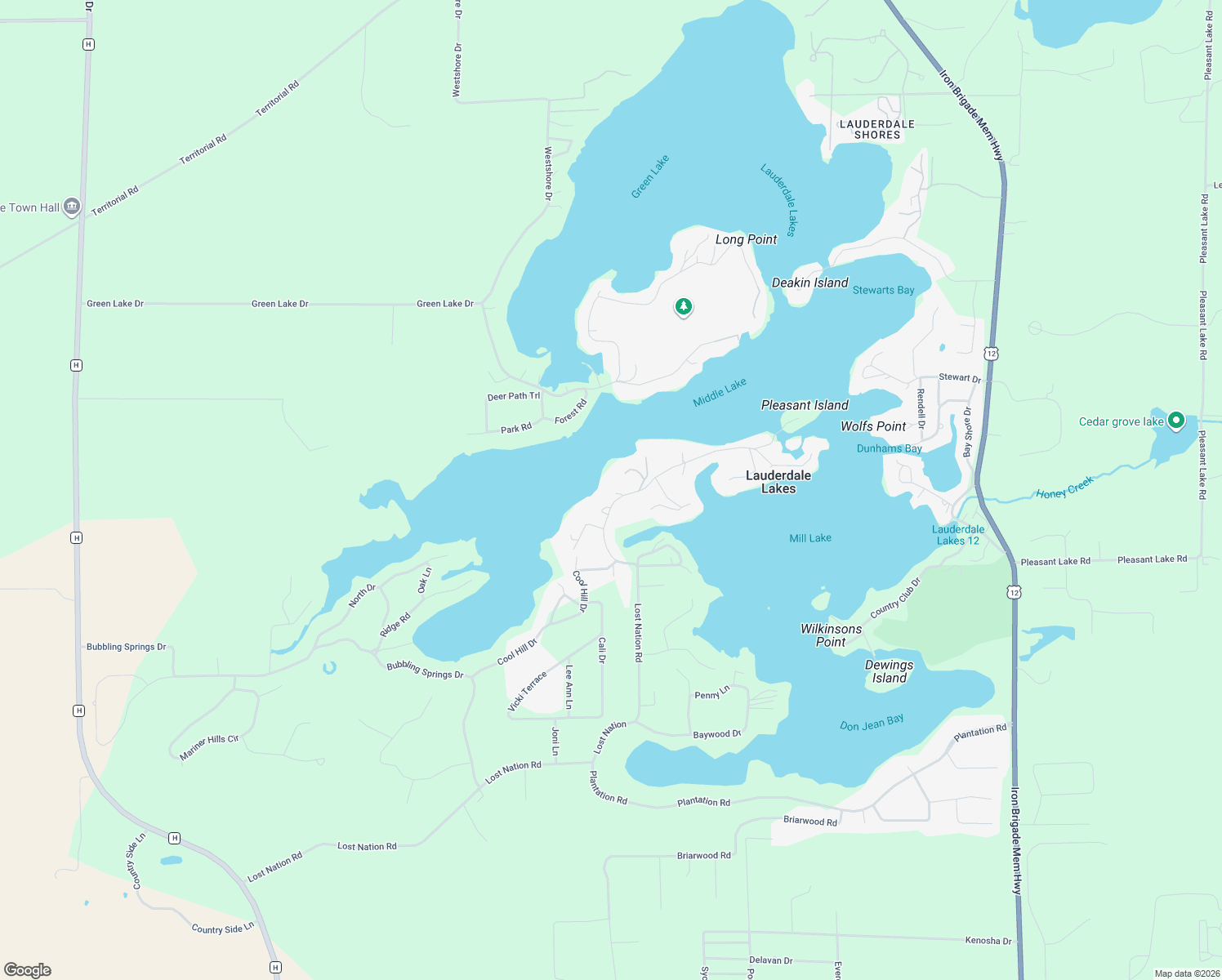 map of restaurants, bars, coffee shops, grocery stores, and more near W5518 Lost Nation Rd in Elkhorn