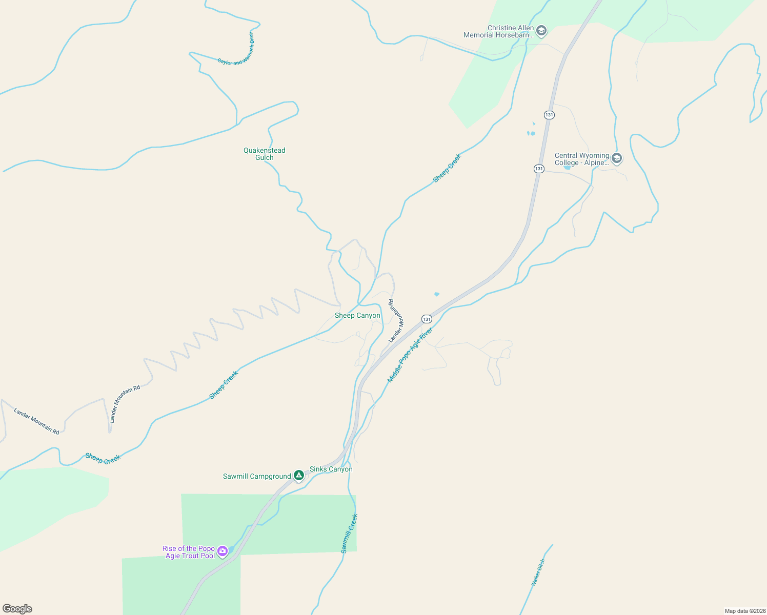 map of restaurants, bars, coffee shops, grocery stores, and more near 3 Robinson Road in Lander