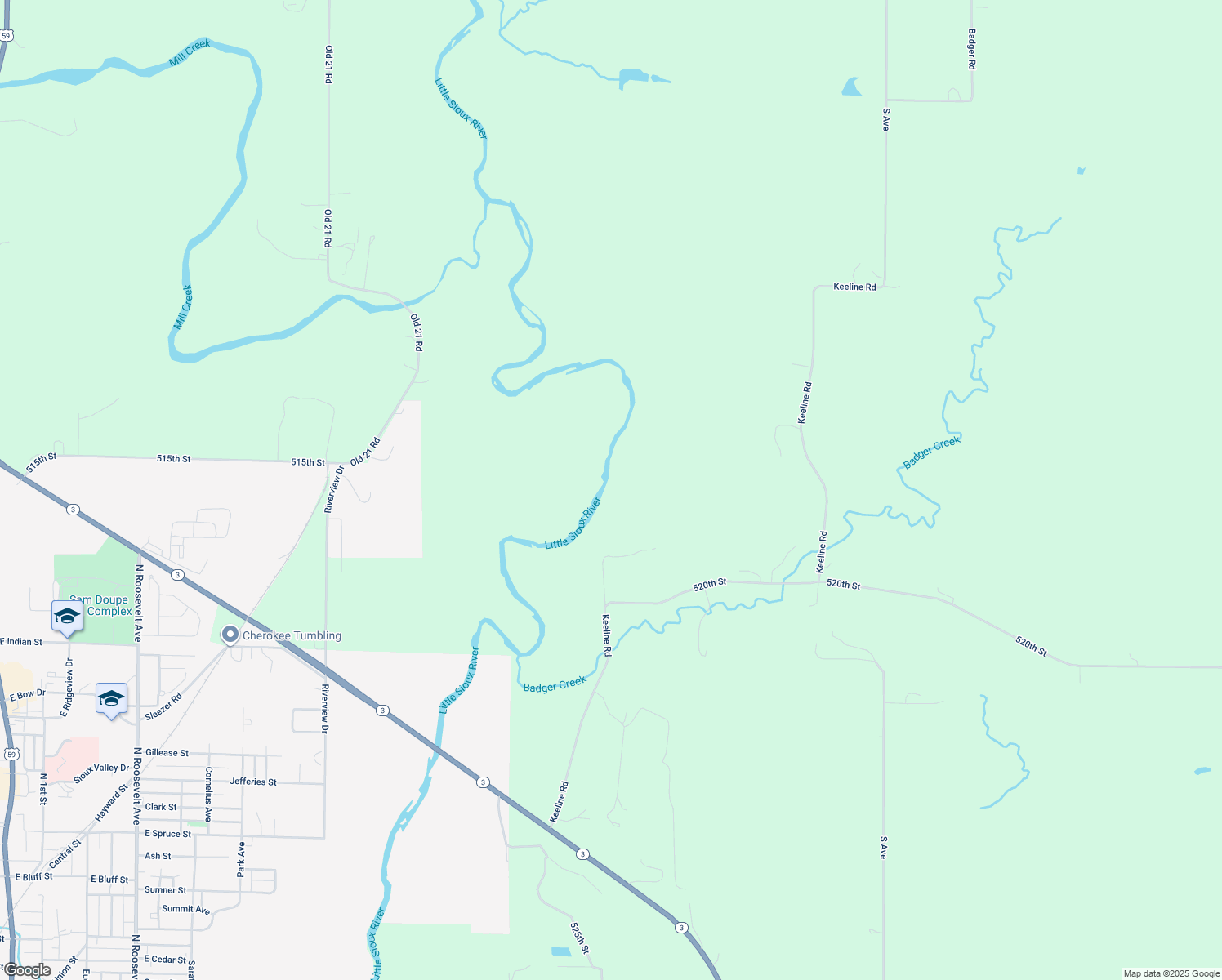 map of restaurants, bars, coffee shops, grocery stores, and more near in Cherokee