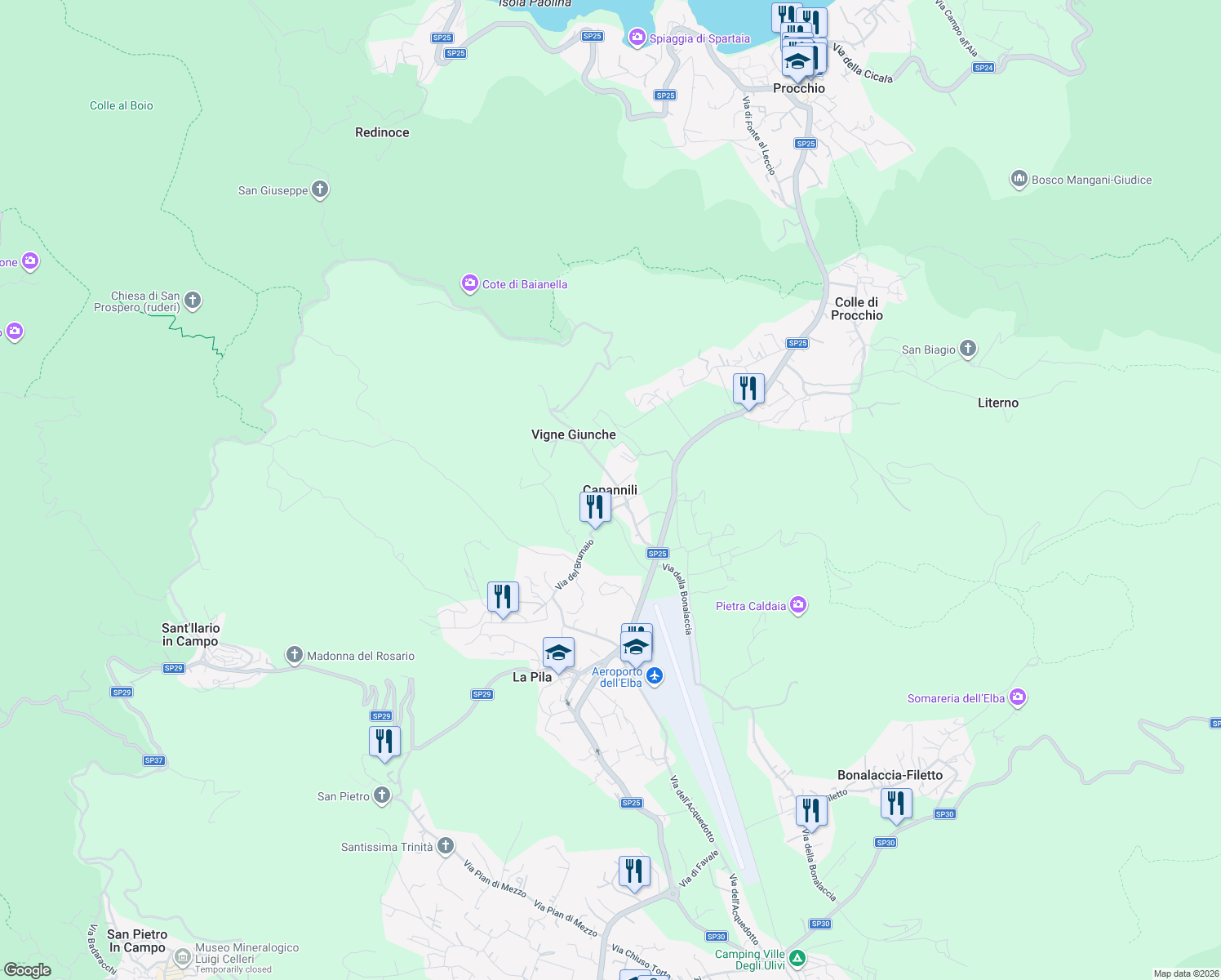 map of restaurants, bars, coffee shops, grocery stores, and more near in Capannili