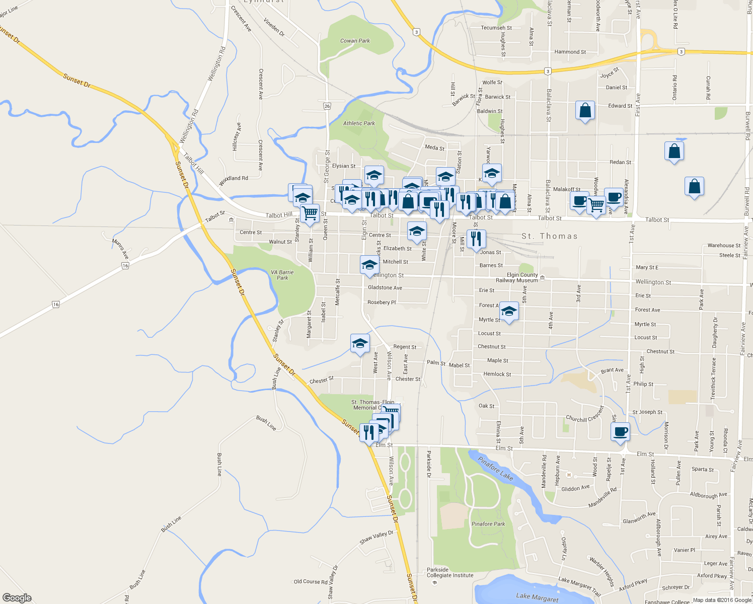 map of restaurants, bars, coffee shops, grocery stores, and more near 7 Rosebery Place in St. Thomas