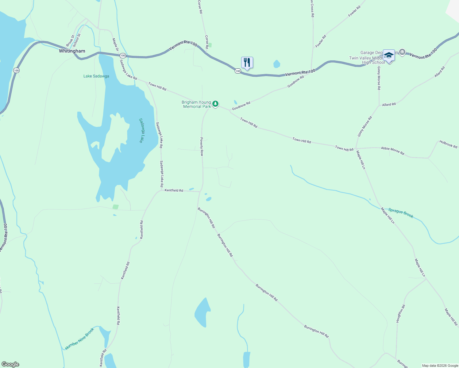 map of restaurants, bars, coffee shops, grocery stores, and more near 323 Deer Hill Rd in Whitingham