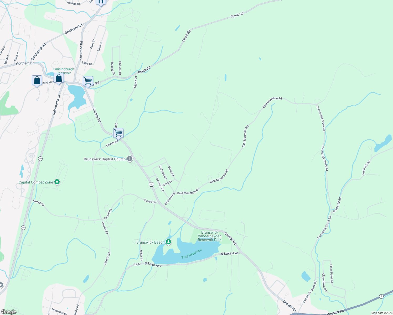 map of restaurants, bars, coffee shops, grocery stores, and more near 108 Bellview Road in Troy