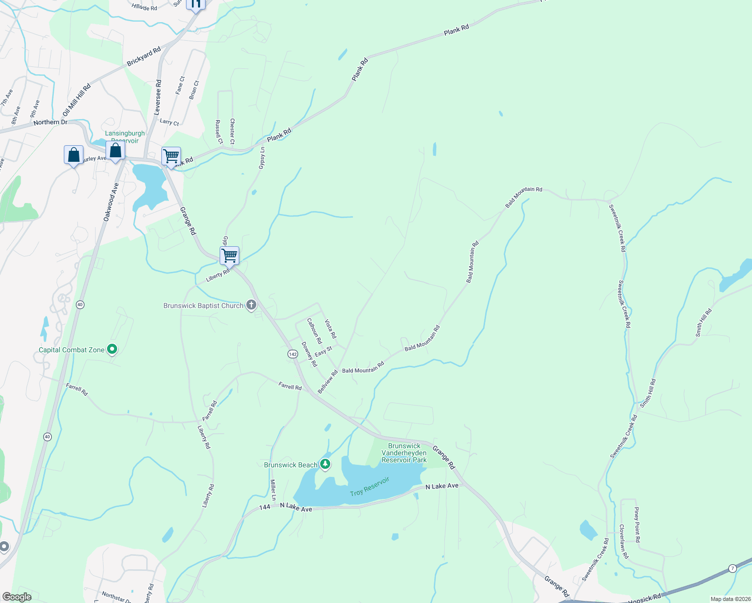map of restaurants, bars, coffee shops, grocery stores, and more near 108 Bellview Road in Troy