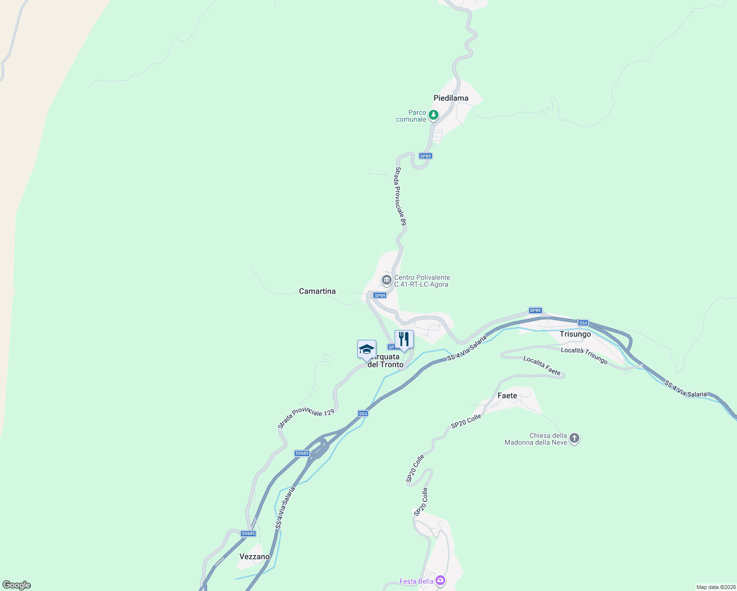 map of restaurants, bars, coffee shops, grocery stores, and more near in Borgo di Arquata