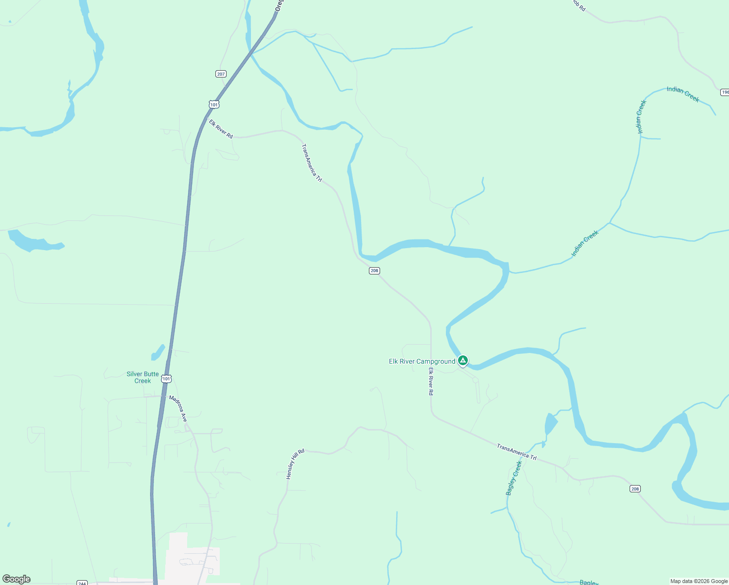 map of restaurants, bars, coffee shops, grocery stores, and more near 93258-93278 County Highway 208 in Port Orford