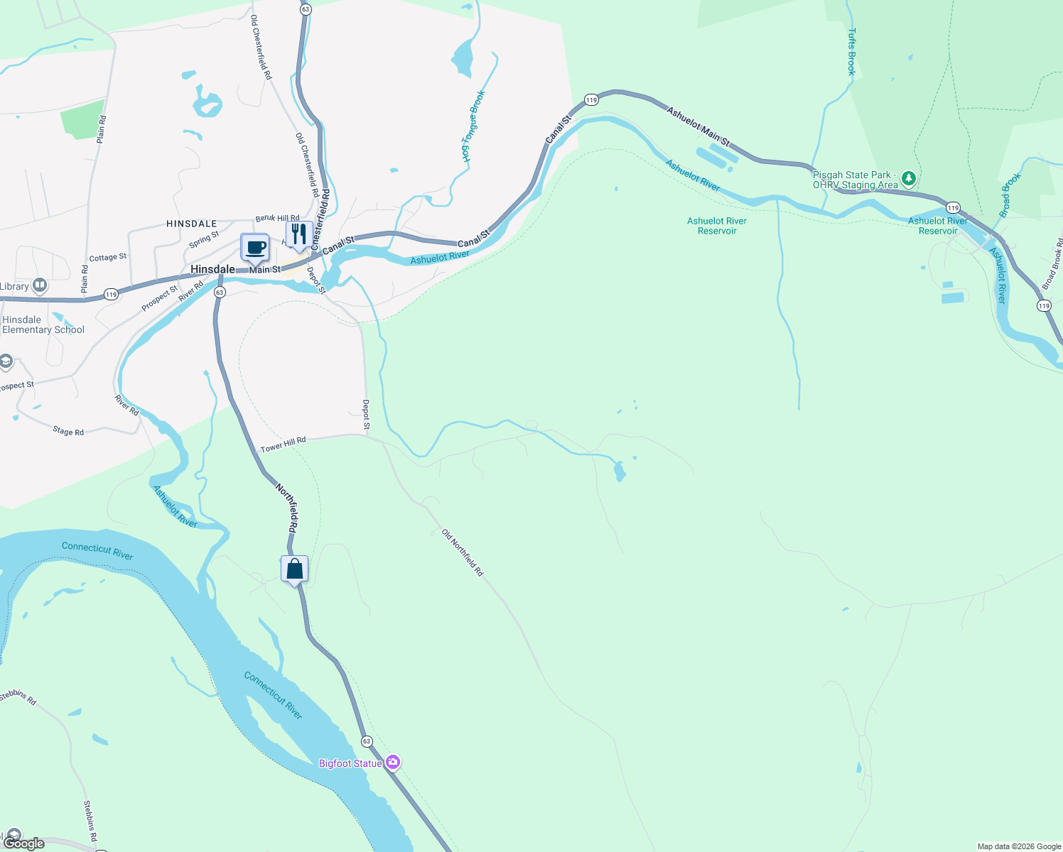 map of restaurants, bars, coffee shops, grocery stores, and more near 183 Tower Hill Road in Hinsdale