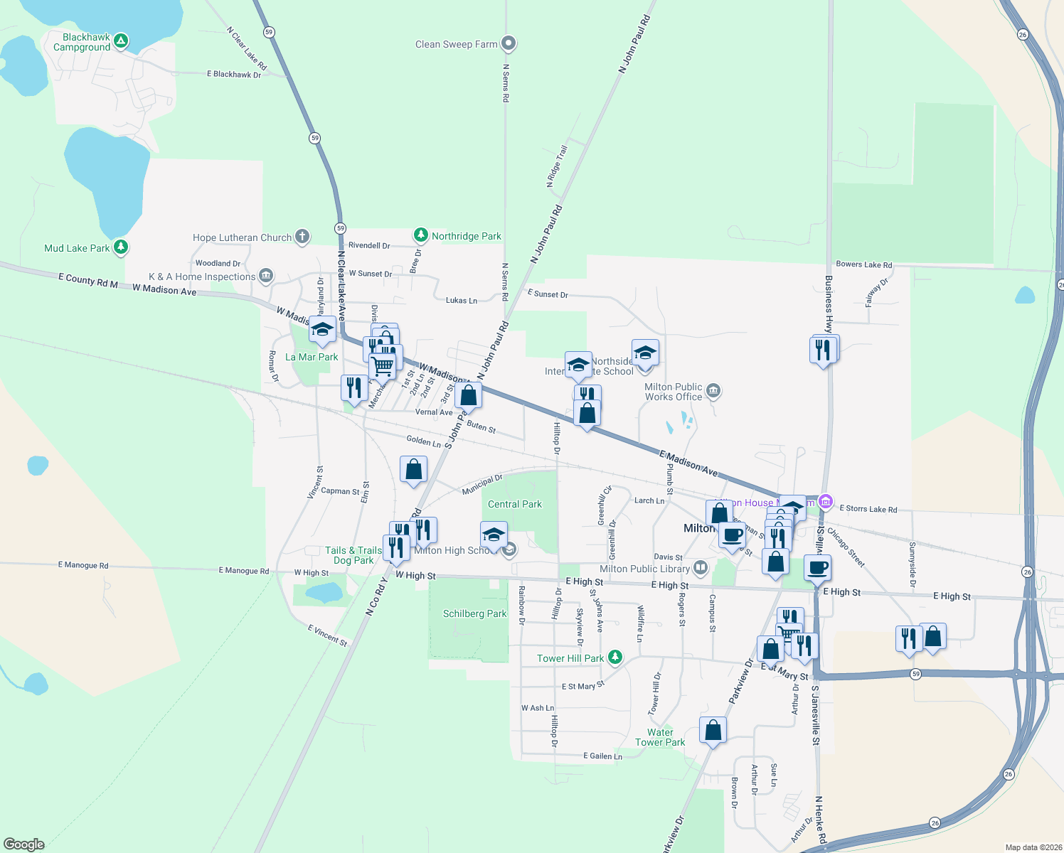 map of restaurants, bars, coffee shops, grocery stores, and more near 32 Morgan Street in Milton