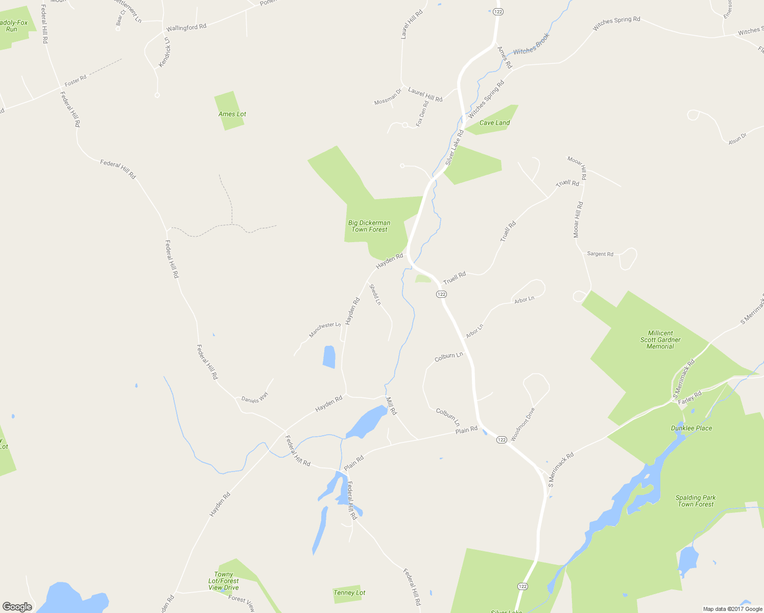 map of restaurants, bars, coffee shops, grocery stores, and more near Shedd Lane in Hollis