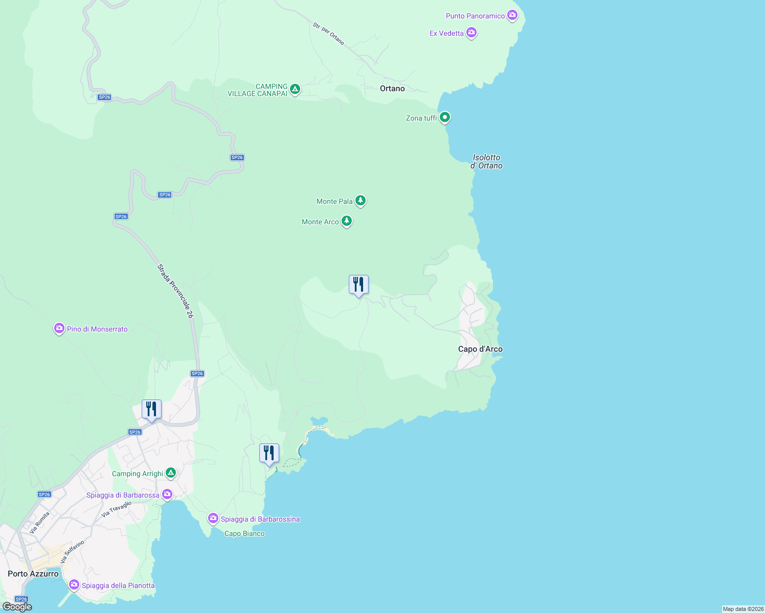 map of restaurants, bars, coffee shops, grocery stores, and more near 1 Localita' Capo D'arco in Provincia di Livorno