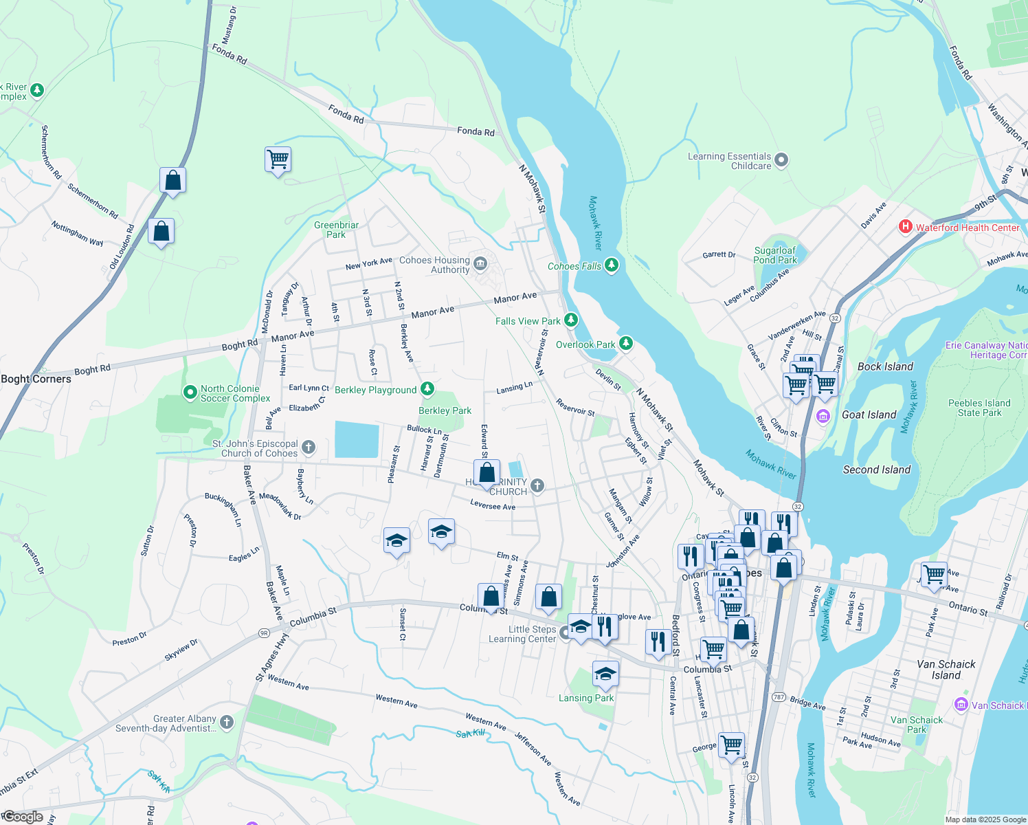 map of restaurants, bars, coffee shops, grocery stores, and more near 28 Diane Ct in Cohoes