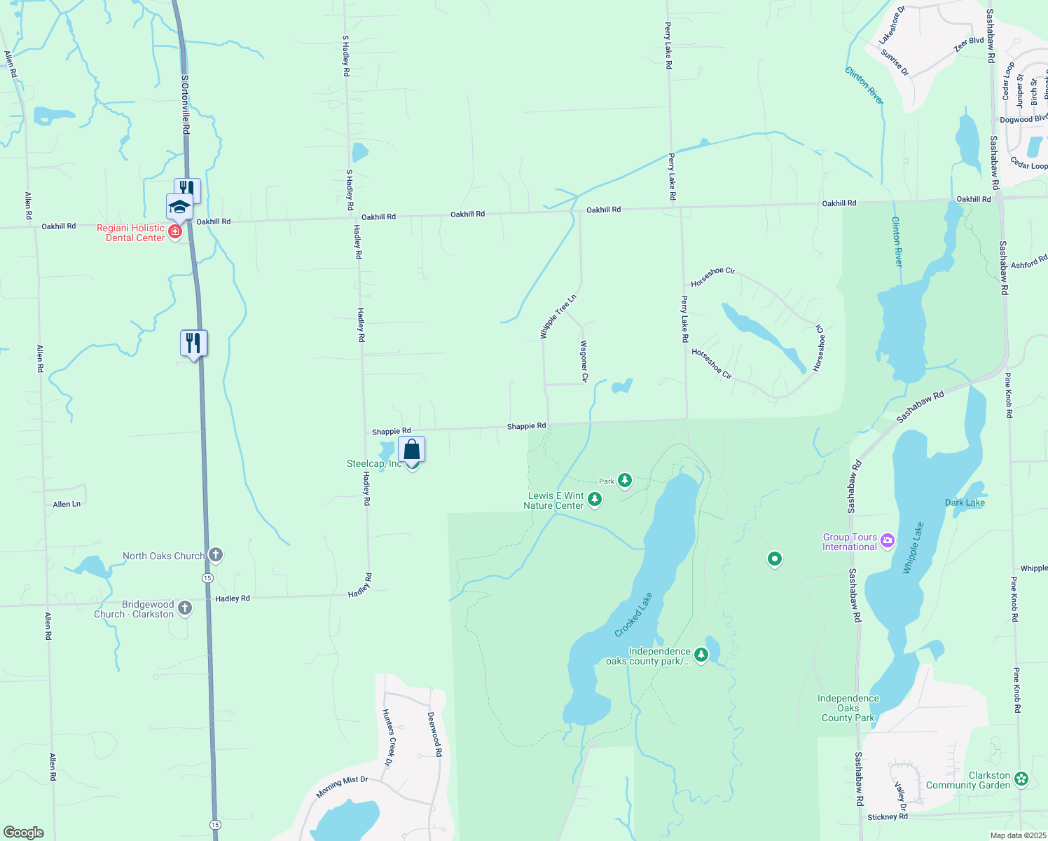 map of restaurants, bars, coffee shops, grocery stores, and more near 6254 Shappie Road in Clarkston