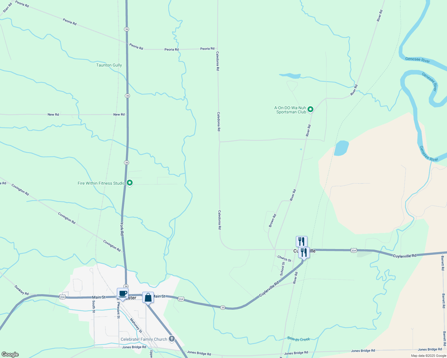 map of restaurants, bars, coffee shops, grocery stores, and more near 4613 Caledonia Rd in Leicester