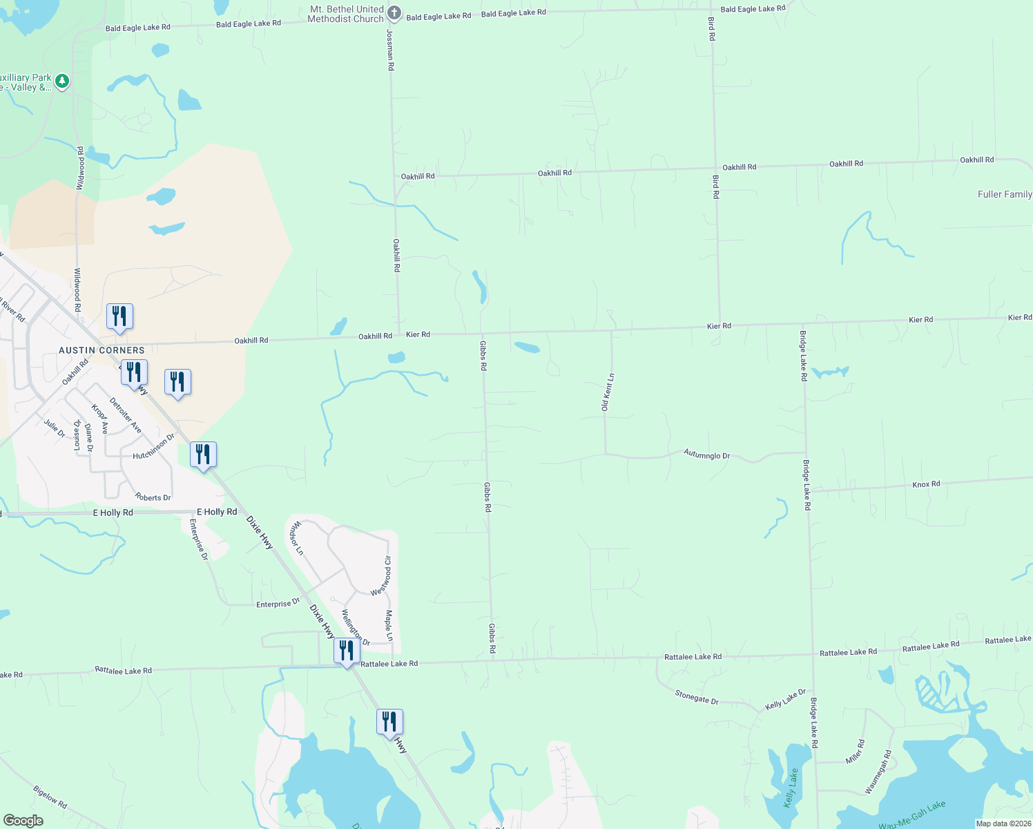 map of restaurants, bars, coffee shops, grocery stores, and more near 10170 Gibbs Rd in Clarkston