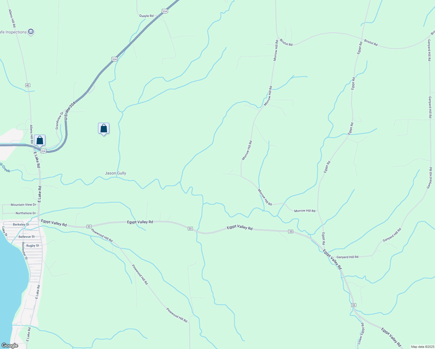 map of restaurants, bars, coffee shops, grocery stores, and more near 7949 Mill Creek Drive in Canandaigua