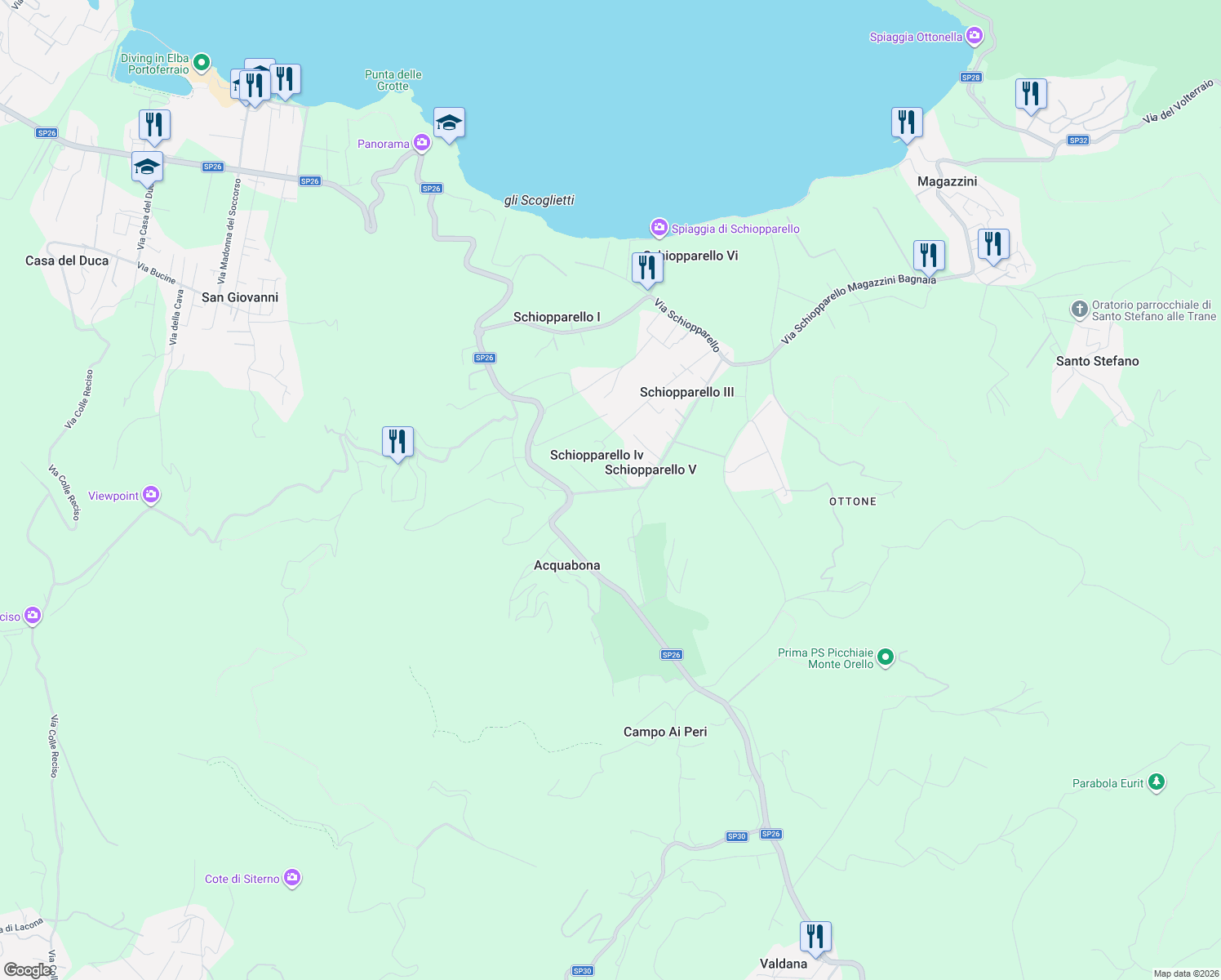 map of restaurants, bars, coffee shops, grocery stores, and more near 41 Località Schiopparello in Schiopparello IV