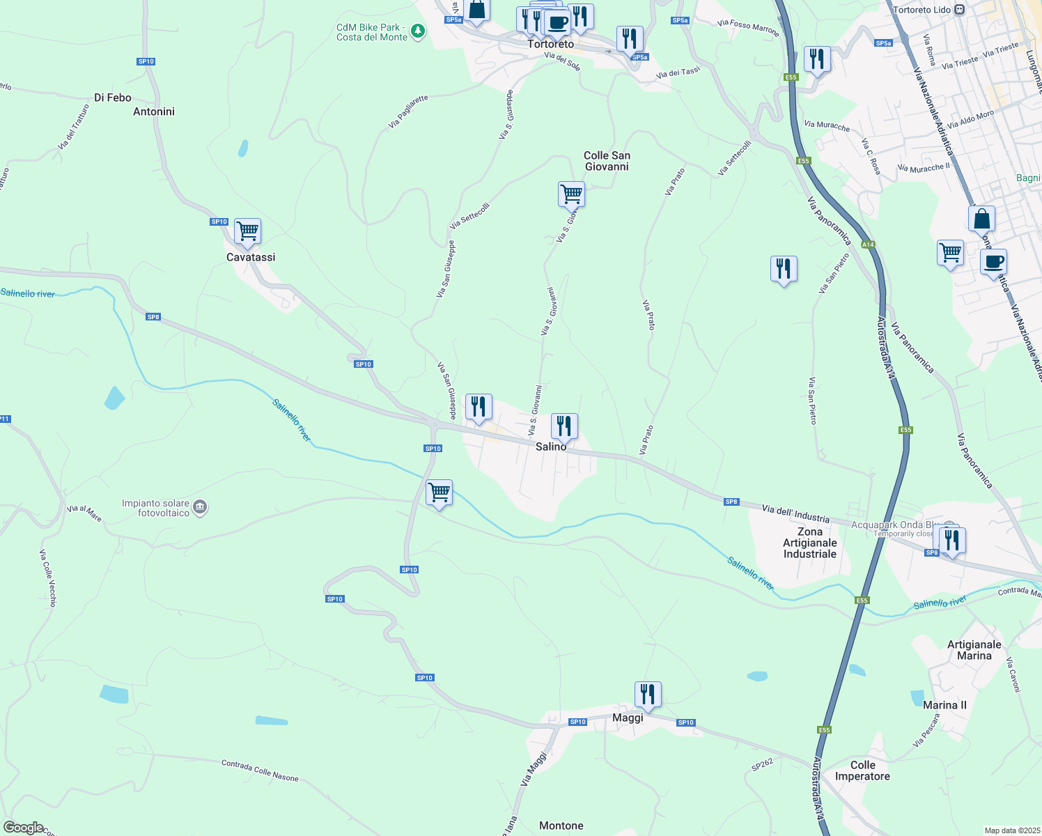 map of restaurants, bars, coffee shops, grocery stores, and more near 1 Via Ombrone in Salino