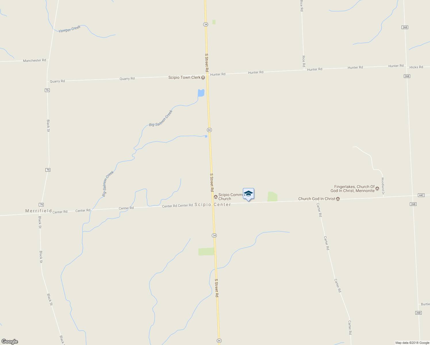 map of restaurants, bars, coffee shops, grocery stores, and more near 3486 New York 34 in Scipio Center