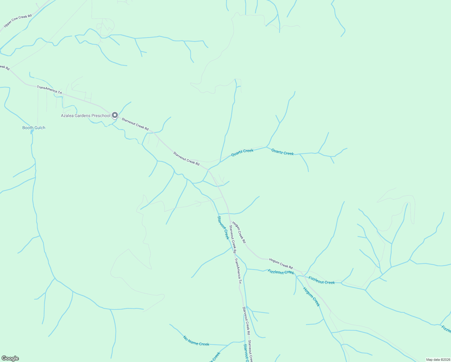 map of restaurants, bars, coffee shops, grocery stores, and more near 2128 Starveout Creek Road in Azalea