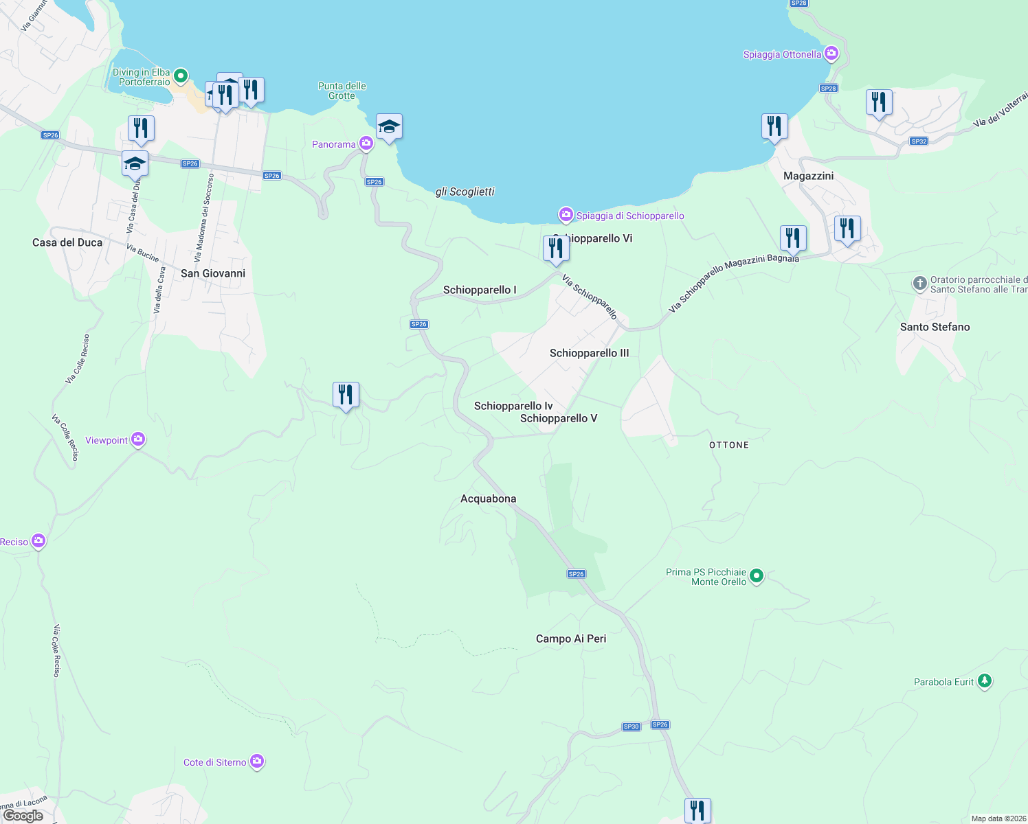 map of restaurants, bars, coffee shops, grocery stores, and more near 41 Località Schiopparello in Schiopparello IV