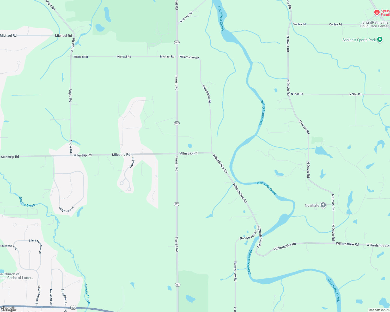 map of restaurants, bars, coffee shops, grocery stores, and more near 400 Milestrip Rd in Orchard Park
