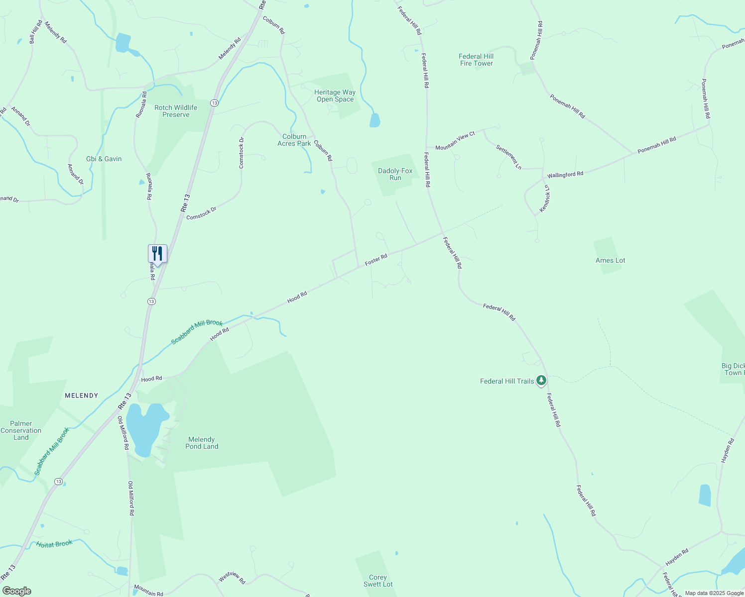 map of restaurants, bars, coffee shops, grocery stores, and more near 98 Echo Rd in Milford