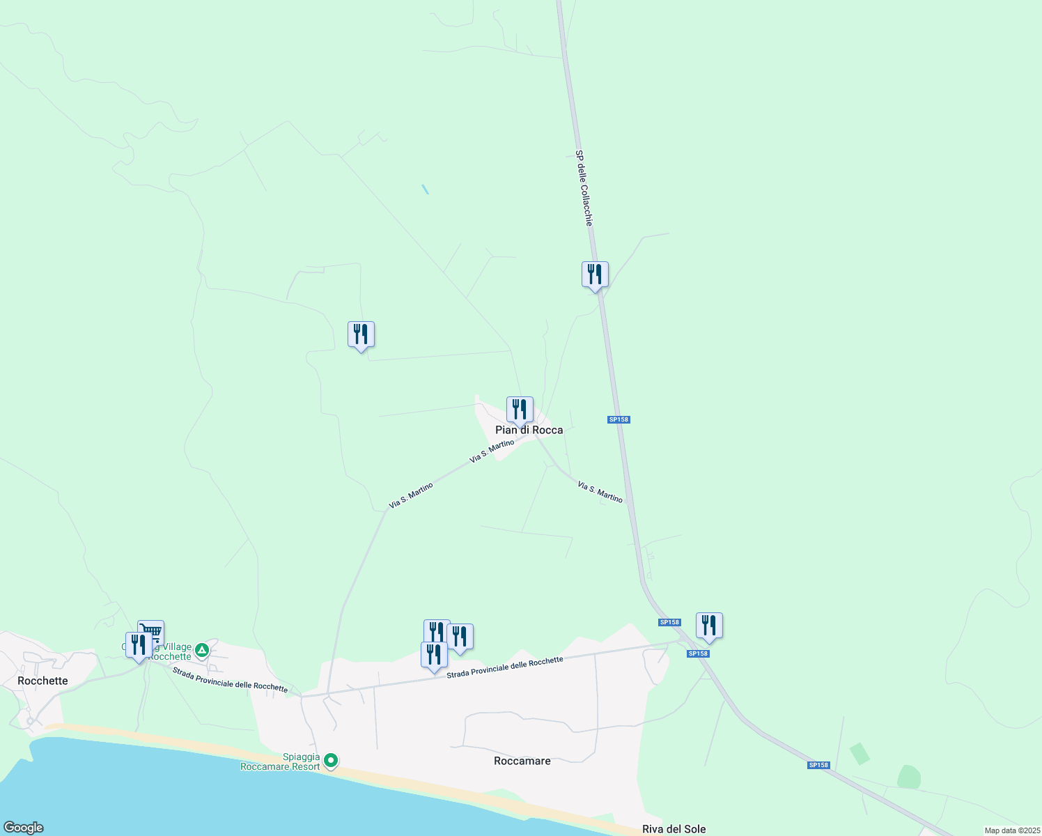 map of restaurants, bars, coffee shops, grocery stores, and more near 678 Via San Martino in Pian di Rocca