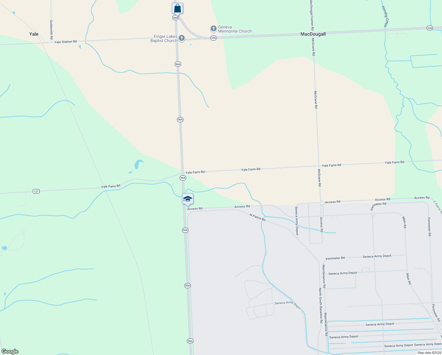 map of restaurants, bars, coffee shops, grocery stores, and more near 1084 Yale Farm Road in Romulus