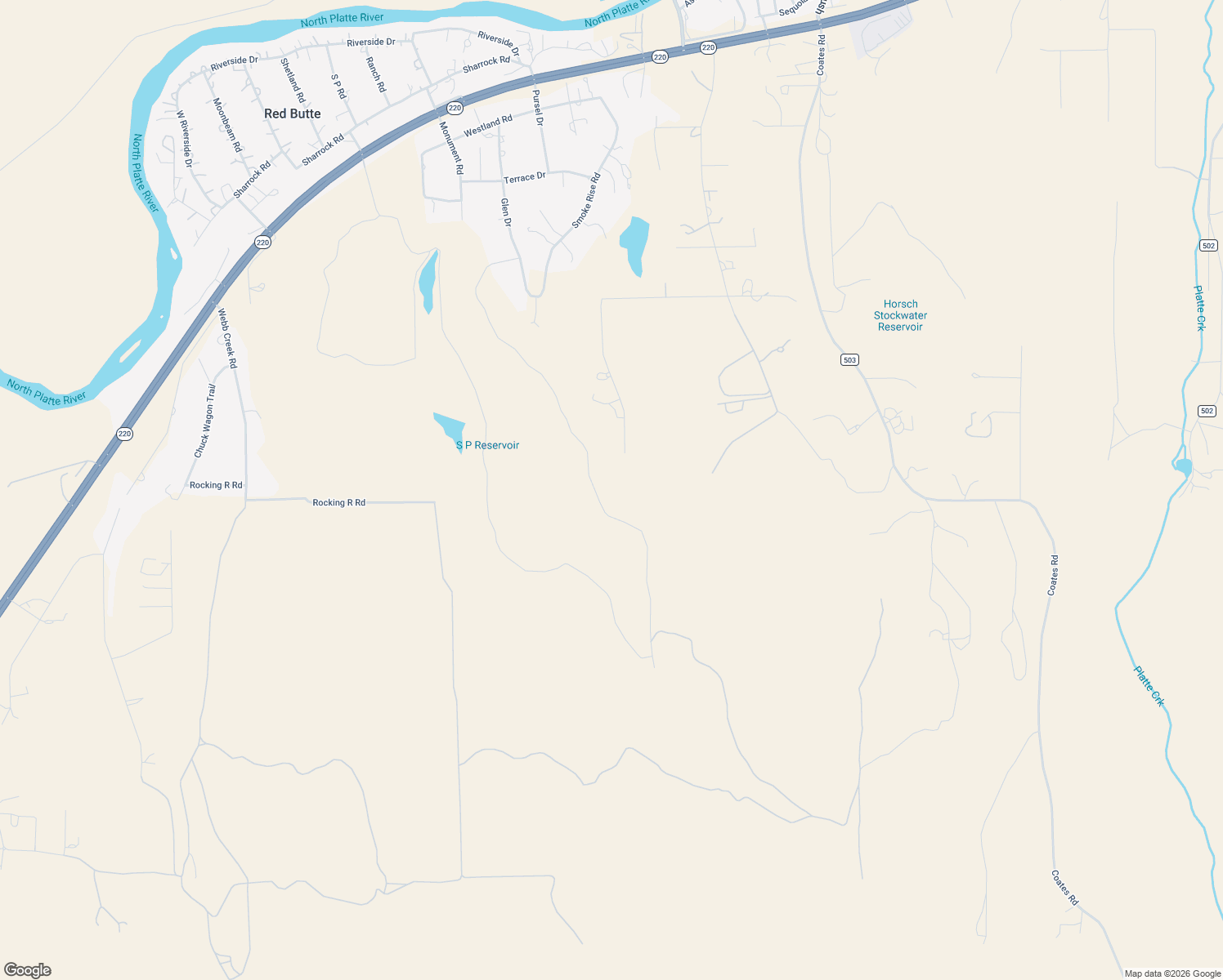 map of restaurants, bars, coffee shops, grocery stores, and more near 6300-6598 Boot Hill Road in Casper