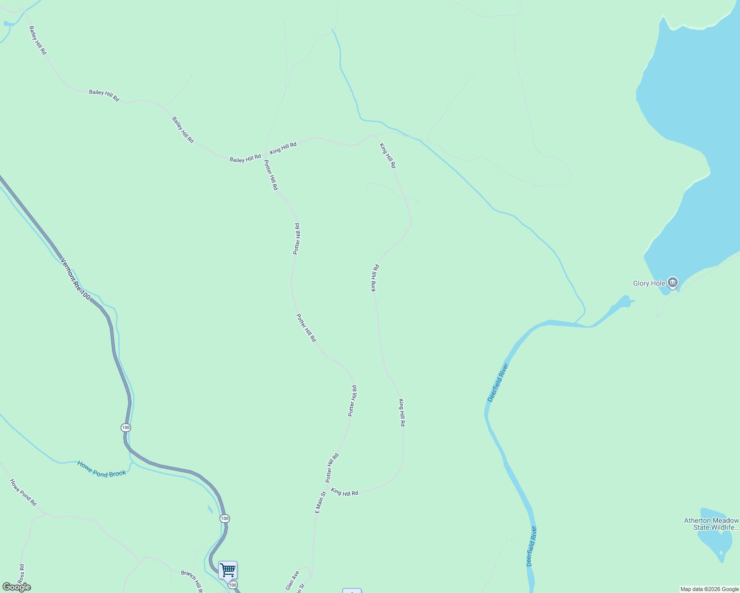 map of restaurants, bars, coffee shops, grocery stores, and more near 1153 King Hill Road in Readsboro