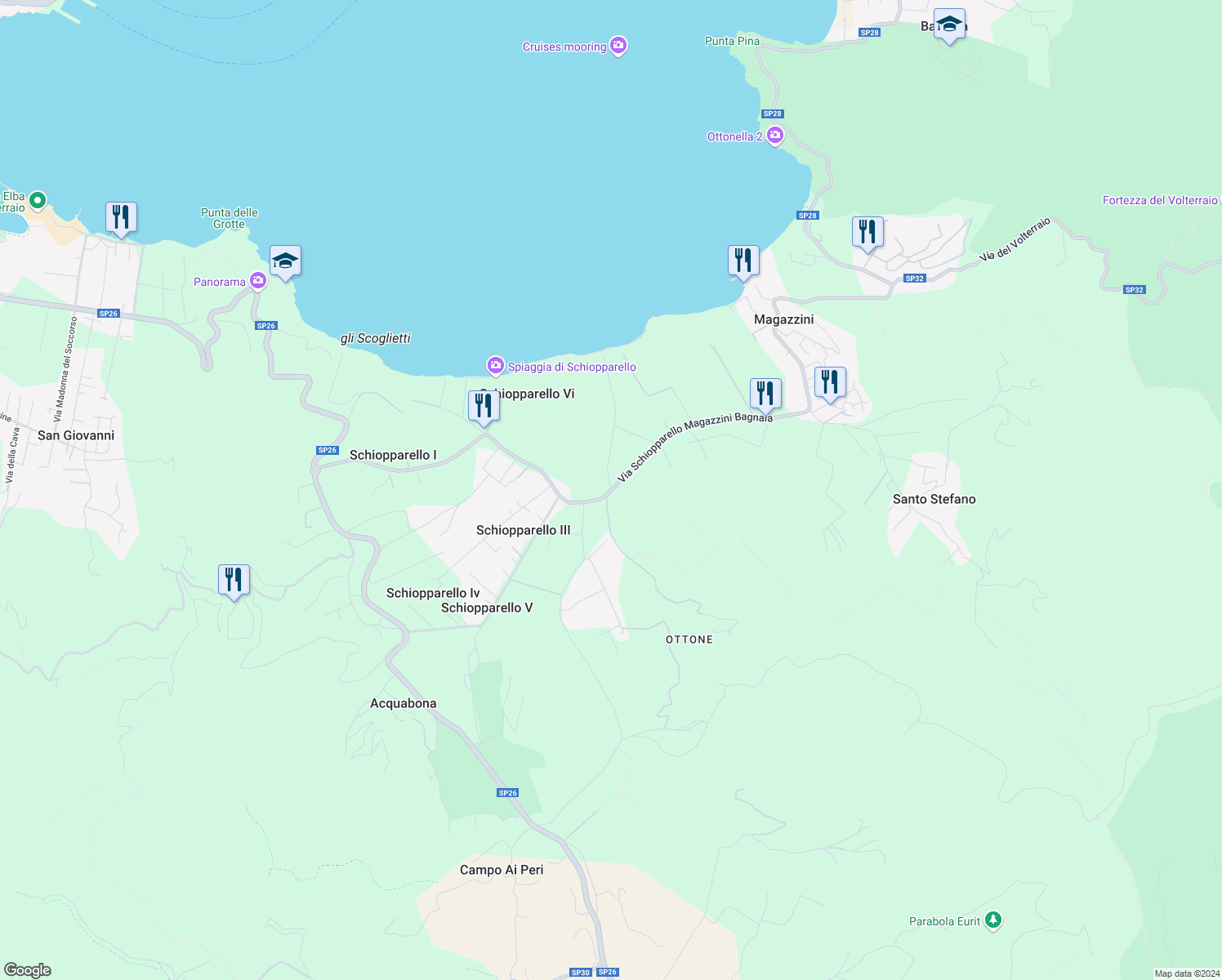 map of restaurants, bars, coffee shops, grocery stores, and more near 147 Località Schiopparello in Schiopparello III