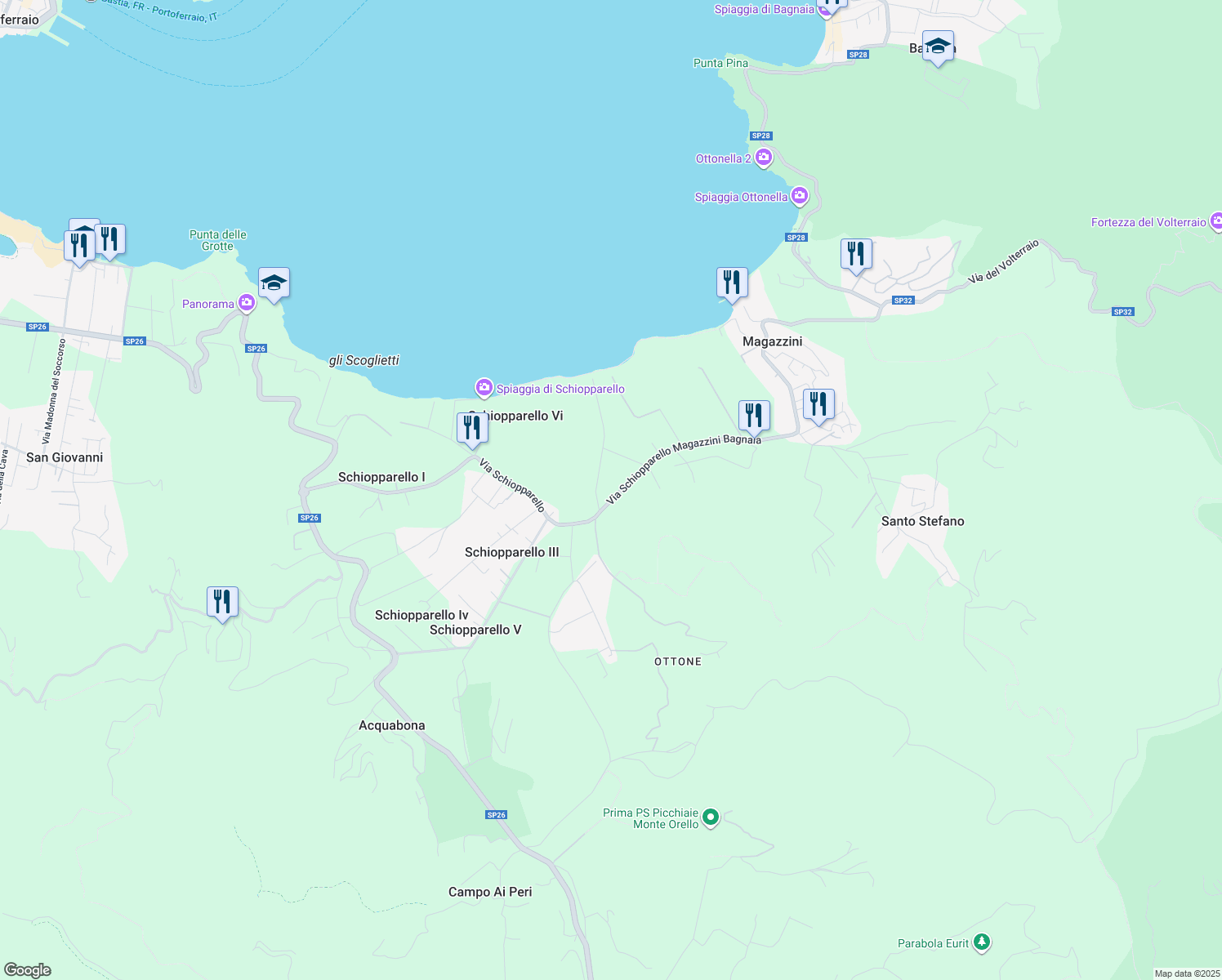 map of restaurants, bars, coffee shops, grocery stores, and more near 147 Località Schiopparello in Schiopparello III