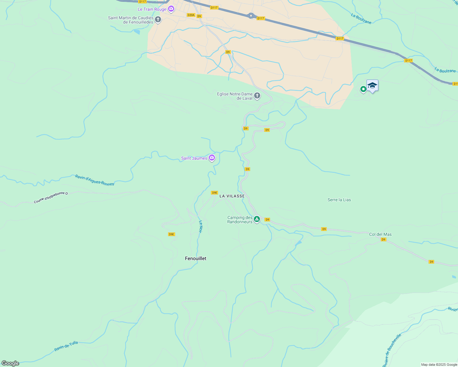 map of restaurants, bars, coffee shops, grocery stores, and more near 18-19 Camin del Prat del Rey in Fenouillet