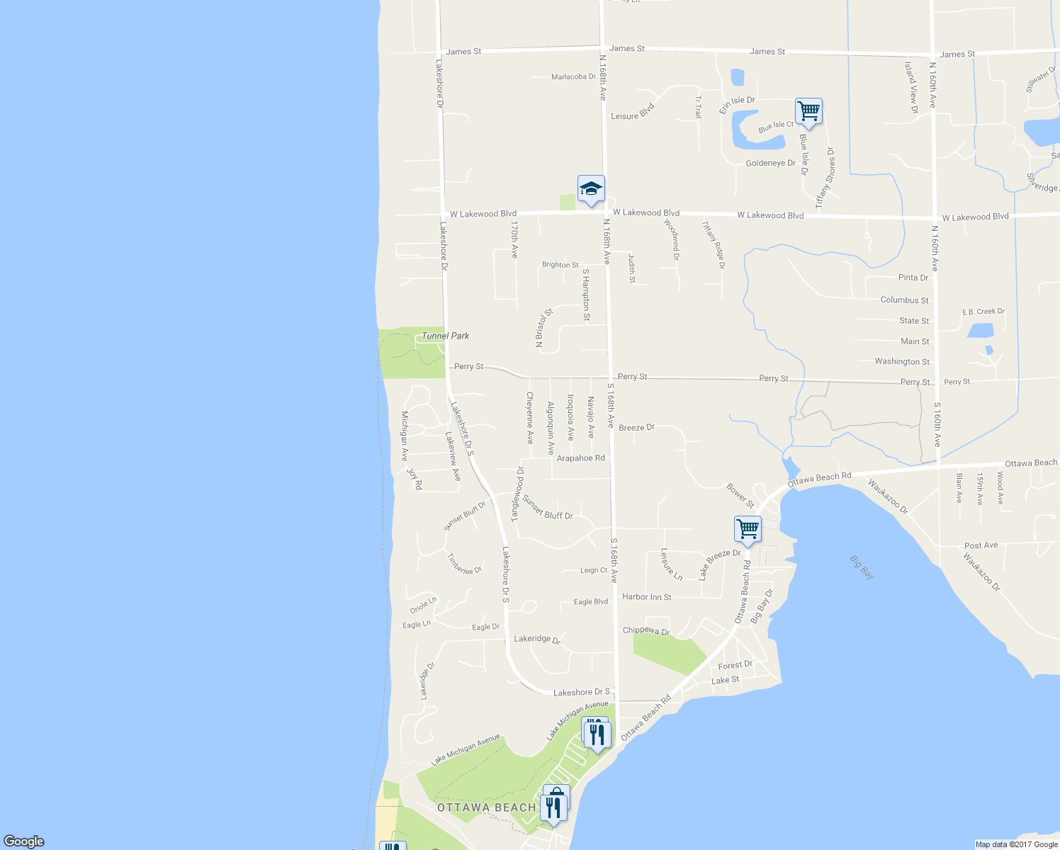 map of restaurants, bars, coffee shops, grocery stores, and more near 84 Cheyenne Avenue in Holland