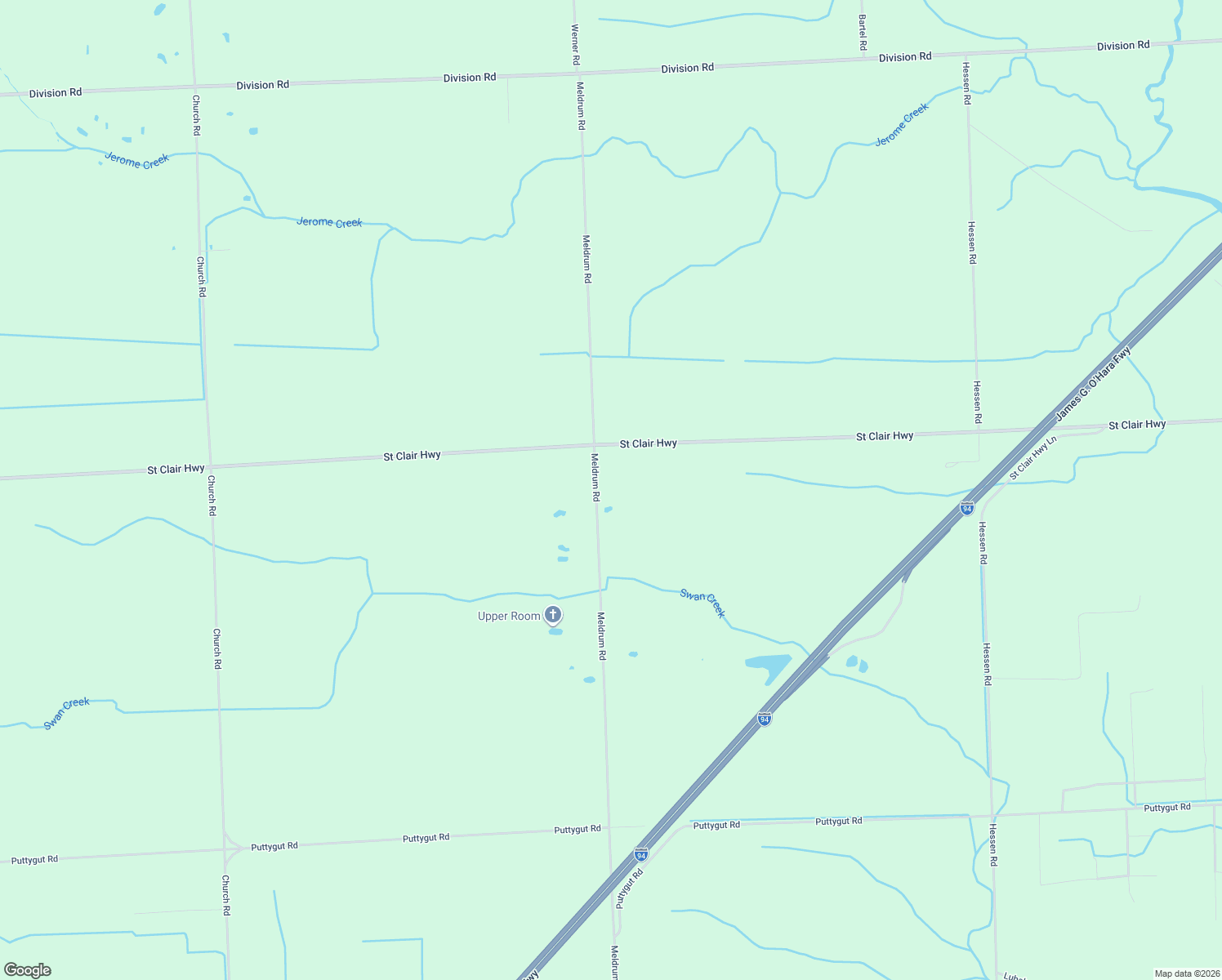 map of restaurants, bars, coffee shops, grocery stores, and more near 3561 Meldrum Road in Casco