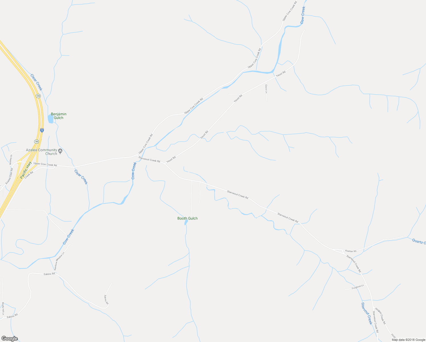 map of restaurants, bars, coffee shops, grocery stores, and more near 900 Starveout Creek Road in Azalea