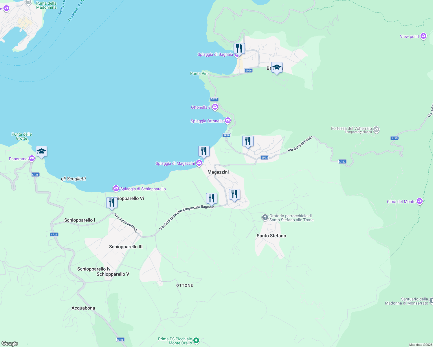 map of restaurants, bars, coffee shops, grocery stores, and more near in Magazzini